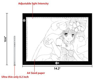 Cuadro de luz LED Artcraft de brillo regulable A4, tableta portátil, tableta portátil, ME456 cable de alimentación USB para copiar tabla de dibujo para artistas diseñando, animación, bocetos (azul) - Arteztik