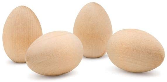 Woodpeckers - Huevos de madera de 1 a 3/8 pulgadas, parte inferior plana de madera sin terminar para manualidades de Pascua, sin pintar, listo para pintar y decorar. - Arteztik