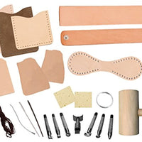 Real de piel Basic Craft Starter Kit – Herramientas básicas y piel para hacer una bolsa de Key Fob, etiqueta, Muñequera, teléfono celular y tarjeta de manga - Arteztik