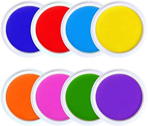 AHUMANs - Almohadilla de tinta para sellos de goma, lavable, 8 colores, para niños - Arteztik
