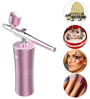 FATUXZ Portable Makeup Airbrush Set with Mini Air Compressor Ink Cup Spray Pen for Tattoo Nail Art Face Paint Cake Deraction Coloring Model(5ML,20ML,40ML Capacity Cup,Pink) - Arteztik
