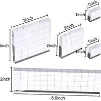 Juego de 5 bloques de acrílico QIUYE con líneas de cuadrícula, bloques de sellos de acrílico transparente, bloques de sellos de acrílico con líneas de cuadrícula para álbumes de recortes, manualidades, 4 tamaños. - Arteztik