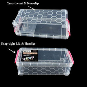 4-Pack Extra Large Capacity Pencil Box, Clear Plastic Multipurpose Utility Box, Office Supplies Storage Organizer Box for Pens Brush Painting Pencils College Student Kids School Art Supplies - Arteztik