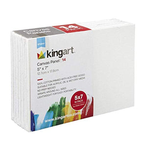 KINGART 820-14 - Paneles de lona (14 unidades, 5.0 x 7.0 in), color blanco - Arteztik