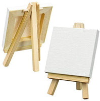 Set de caballete de lona de 3.0 x 3.0 in, tamaño grande, 12 unidades, pequeños paneles de lona blanco estirado y caballetes de madera para pintar manualidades, dibujo, decoración de regalo, proyectos de arte, manualidades, suministros de arte para niños - Arteztik
