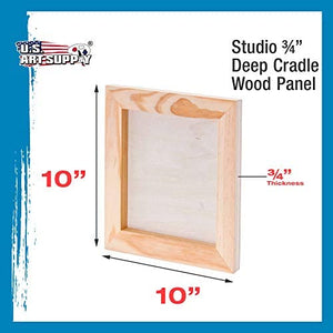U.S. Art Supply - Tableros de madera de abedul de 10.0 in x 10.0 in de profundidad (4 unidades) - Lienzo de pared de madera para artista, pintura de medios mixtos, acrílico, aceite, acuarela, encáustico - Arteztik