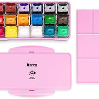 Arrtx AJG-001 Gouache - Juego de pinturas con diseño de taza de gelatina, 18 colores × 1.0 fl oz en una caja de plástico con una paleta, adecuado para estudiantes, aficionados, artistas (Primrose) - Arteztik