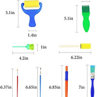 Lumsburry 59 esponjas de aprendizaje temprano para niños, kit de mini pinceles de pintura con 26 alfabetos ingleses, herramientas de dibujo (con delantal y caja) - Arteztik