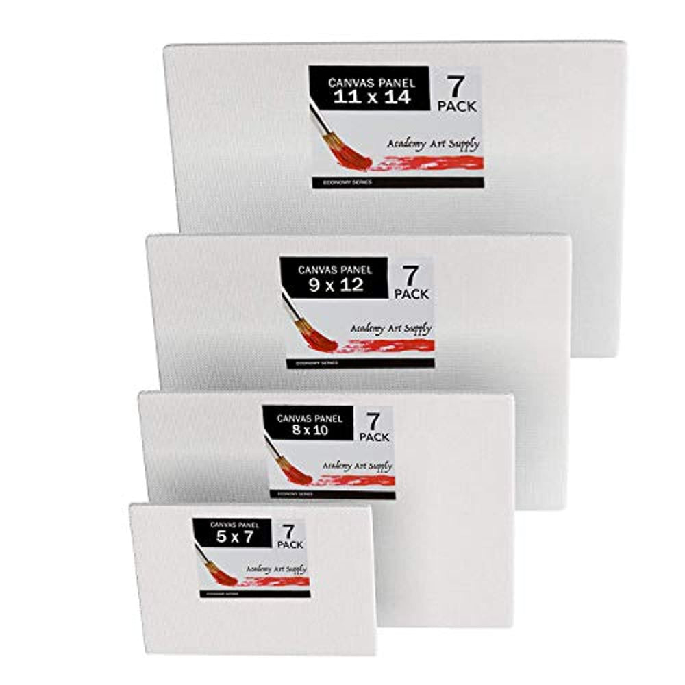 Academy Art Supply lona paneles Value Multi Pack 5 x 7, 8 x 10, 9 x 12, 11 x 14 Conjunto de 28 - Arteztik