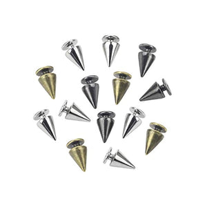 Favordrory Cono de 0.276 in x 0.394 in y tornillo de metal para manualidades de piel, 240 piezas (plata, negro, bronce) - Arteztik