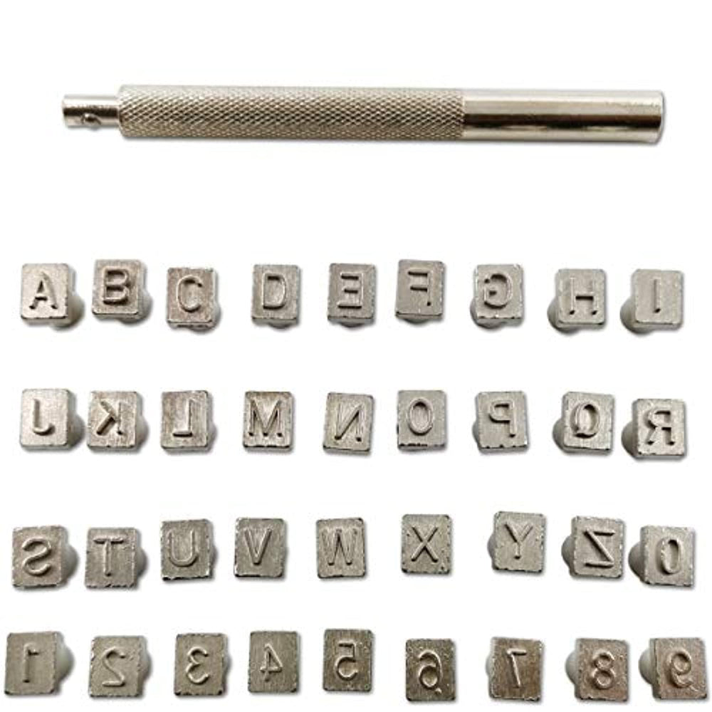TIHOOD Juego de sellos con letras mayúsculas y números, 0.236 in, 0.256 in - 36 piezas - Arteztik