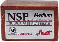 Chavant NSP Medium - 2 libras Arcilla escultora profesional a base de aceite sin azufre, color marrón - Arteztik
