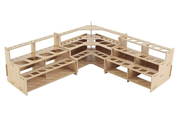Mezzo - Juego de 3 estantes para pinceles y tubos de pintura para artistas, laminados de grano de madera, soporte de almacenamiento multicapa para pinceles, pinturas al óleo y acrílicas - Arteztik