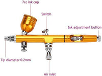 Pistola de aerógrafo de alimentación por gravedad, pistola de aerógrafo de 0.008 in de gravedad para decoración de tartas, tatuajes temporales, maquillaje, manualidades, modelos, pulverizadores, camisetas, gráficos para auto y motocicleta - Arteztik
