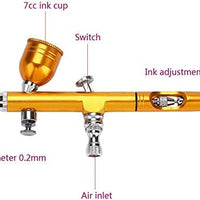 Pistola de aerógrafo de alimentación por gravedad, pistola de aerógrafo de 0.008 in de gravedad para decoración de tartas, tatuajes temporales, maquillaje, manualidades, modelos, pulverizadores, camisetas, gráficos para auto y motocicleta - Arteztik