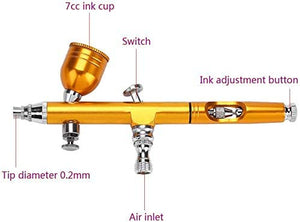 Pistola de aerógrafo de alimentación por gravedad, pistola de aerógrafo de 0.008 in de gravedad para decoración de tartas, tatuajes temporales, maquillaje, manualidades, modelos, pulverizadores, camisetas, gráficos para auto y motocicleta - Arteztik