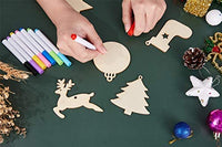 Artmag 50 piezas de adornos colgantes de madera sin terminar para decoraciones de Navidad, 5 estilos DIY rebanadas de madera con agujeros para niños, manualidades, centros de mesa de fiesta y decoraciones colgantes - Arteztik
