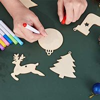 Artmag 50 piezas de adornos colgantes de madera sin terminar para decoraciones de Navidad, 5 estilos DIY rebanadas de madera con agujeros para niños, manualidades, centros de mesa de fiesta y decoraciones colgantes - Arteztik