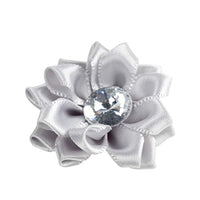 Craft Flowers – Paquete de 60 adornos de flores con diamantes de imitación, 1.5 in de cinta de raso gris para manualidades, decoraciones de boda, adornos - Arteztik
