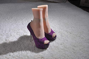 Maniquí de silicona para pies, talla de la vida, modelo de exhibición de piernas femeninas para dibujo, para práctica de uñas, joyas, sandalias, calcetines de zapatos (individual) - Arteztik