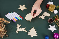 Artmag 50 piezas de adornos colgantes de madera sin terminar para decoraciones de Navidad, 5 estilos DIY rebanadas de madera con agujeros para niños, manualidades, centros de mesa de fiesta y decoraciones colgantes - Arteztik
