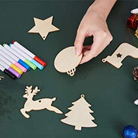 Artmag 50 piezas de adornos colgantes de madera sin terminar para decoraciones de Navidad, 5 estilos DIY rebanadas de madera con agujeros para niños, manualidades, centros de mesa de fiesta y decoraciones colgantes - Arteztik