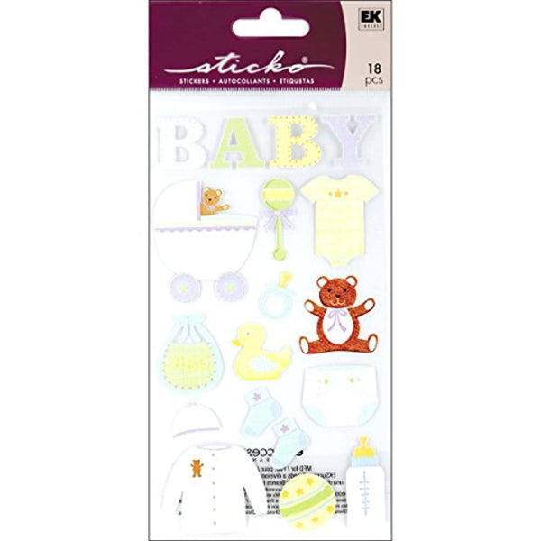 Sticko 52-00372 - Pegatinas decorativas, diseño de objetos de bebé, multicolor - Arteztik