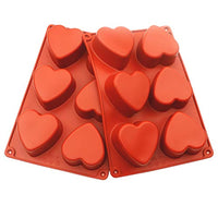 Actvty - Moldes de silicona con forma de corazón, 6 cavidades, juego de 2 moldes de corazón para bomba de chocolate, jabón hecho a mano, pastel, gelatina, pudín (marrón) - Arteztik