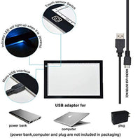 Caja de luz LED portátil ultra delgada rastreador USB cable de alimentación regulable brillo artcraft rastreo de luz de la caja de luz de arte suministros de arte y manualidades, Negro, A3 - Arteztik