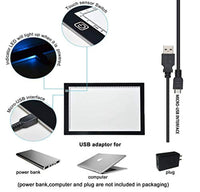 Caja de luz LED portátil ultra delgada rastreador USB cable de alimentación regulable brillo artcraft rastreo de luz de la caja de luz de arte suministros de arte y manualidades, Negro, A3 - Arteztik
