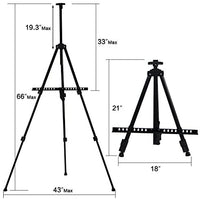 T-SIGN - Caballete de artista reforzado de 66 pulgadas, caballete de metal extrafroso para trípode de aluminio de 53 a 65.4 in, altura ajustable con bolsa portátil para dibujo y visualización de piso/mesa, 2 unidades - Arteztik
