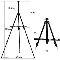 T-SIGN - Caballete de artista reforzado de 66 pulgadas, caballete de metal extrafroso para trípode de aluminio de 53 a 65.4 in, altura ajustable con bolsa portátil para dibujo y visualización de piso/mesa, 2 unidades - Arteztik