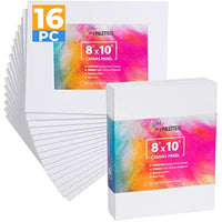 Paneles de lona para pintura acrílica, paquete de 16, 8 x 10 pulgadas, blanco 100% algodón, lienzo en blanco 12.3 oz imprimado libre de ácidos, tablas para artistas profesionales - Arteztik