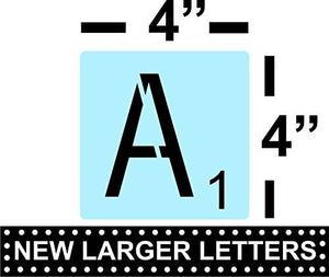 Scrabble estilo cartas plantillas para pintura Signs, reutilizable, 4 inch de plástico, 14 mil - Arteztik
