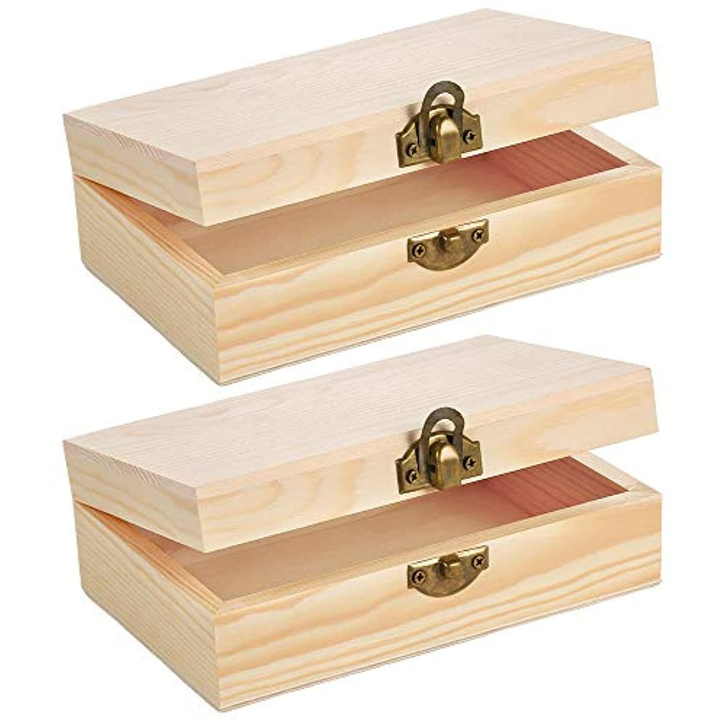 24 cajas de madera para manualidades, caja de madera sin terminar con tapa  con bisagras y cierre de bloqueo, 3.6 x 2.2 x 1.8 pulgadas, 3 hojas de