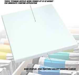Markin Arts Classic Series - Pintura de acrílico de titanio triple de 100 % algodón, sin decoloración, imprimada por Gesso y estirada en lienzo de 11.0 x 13.8 in, Algodón, paquete de 7 - Arteztik