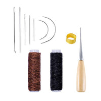 Bagvhandbagro - Kit de reparación de cuero para tapicería, 11 piezas de herramientas de costura de cuero con agujas de coser a mano, hilo encerado de cuero, punzón y dedal para costura de lona de trabajo - Arteztik