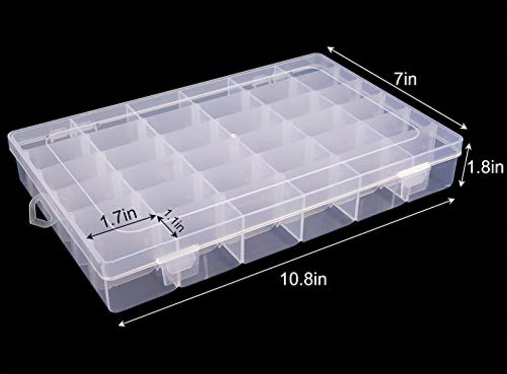 FYY Paquete de 2 cajas organizadoras de plástico con 36 rejillas, caja  organizadora de plástico transparente con divisores ajustables, contenedor  de