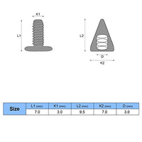 Favordrory Cono de 0.276 in x 0.394 in y tornillo de metal para manualidades de piel, 240 piezas (plata, negro, bronce) - Arteztik