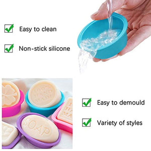 QumenEY 14 moldes de jabón de silicona antiadherentes, de grado alimentario, redondo, ovalado, suministros para hacer jabón hecho en casa, magdalenas, magdalenas, molde para hornear (colores mezclados) - Arteztik