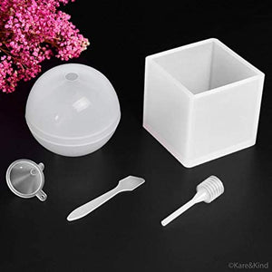 Moldes epoxi de resina de polímero – Juego de 2 formas de silicona – Cube/Esfera – Crea tus propios objetos transparentes o opacos – Fácil de quitar después de la moldura – suave, duradero, reutilizable - Arteztik