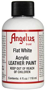 Angelus Pintura para cuero, 4 onzas, color blanco plano, 5 unidades - Arteztik