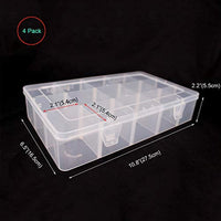 SUITUS 4 unidades 15 grandes compartimentos caja organizadora de plástico para cinta Washi, caja de almacenamiento transparente con divisores ajustables para joyas, manualidades, pegatinas, cuentas, aparejos de pesca (10.8 x 6.5 x 2.2 pulgadas) - Arteztik
