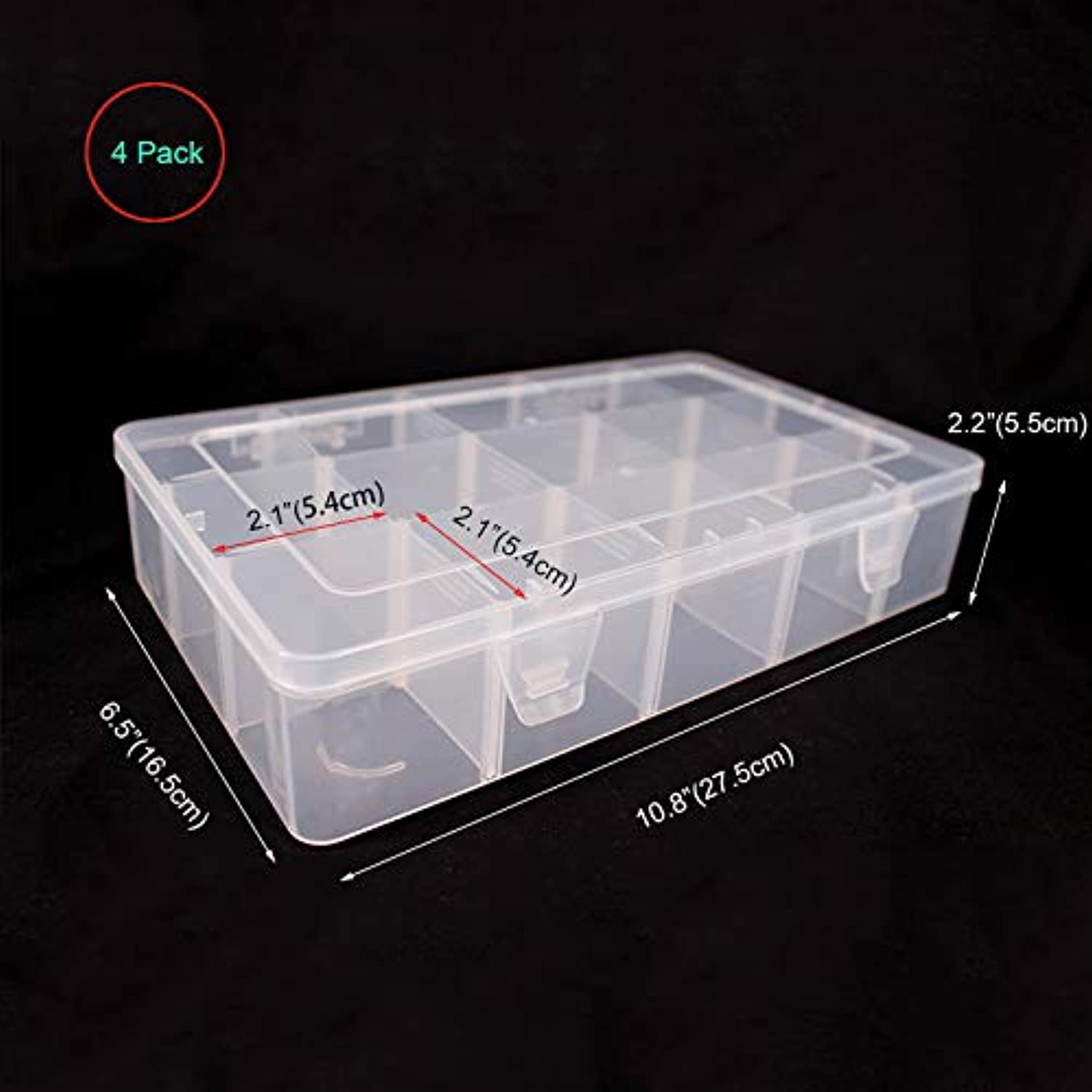 SGHUO Paquete de 3 cajas organizadoras de plástico grande de 15 rejillas,  15 compartimentos con divisores para caja de aparejos, cuentas, cinta  washi