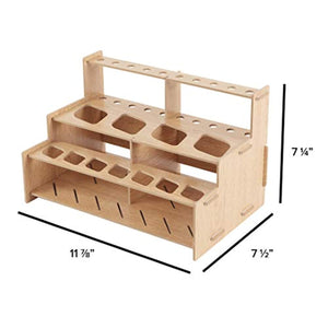 Mezzo - Juego de 3 estantes para pinceles y tubos de pintura para artistas, laminados de grano de madera, soporte de almacenamiento multicapa para pinceles, pinturas al óleo y acrílicas - Arteztik