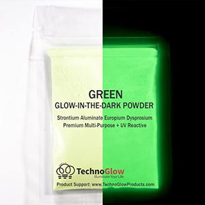 Verde Brilla en la oscuridad & UV Polvo; 35 – 50 micras, Verde, 4 onza - Arteztik