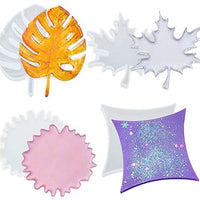 Juego de 4 moldes de silicona para posavasos, incluye molde redondo de hoja de arce tropical de rombo para resina epoxi para manualidades, proyectos de artesanía, decoración del hogar - Arteztik