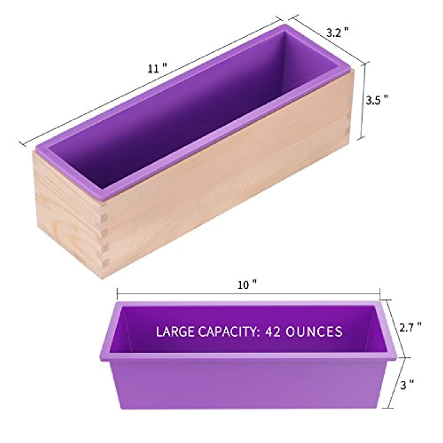 Molde rectangular de silicona y madera - Comprar - Jabonarium
