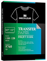 MECOLOR Papel de transferencia de hierro para inyección de tinta, 20 hojas para tela oscura 7.9 x 11.0 in, A4 para camiseta, bolsas, bolsas para cualquier impresora Epson HP Canon sawgrass Inkjet, papel de transferencia de impresión de larga duración para - Arteztik
