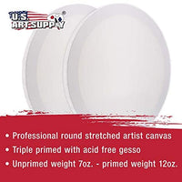 Estados Unidos Art Supply 16 inch de diámetro redondo 12 ounce imprimado gesso calidad profesional sin ácidos lona (paquete de 2) - Arteztik